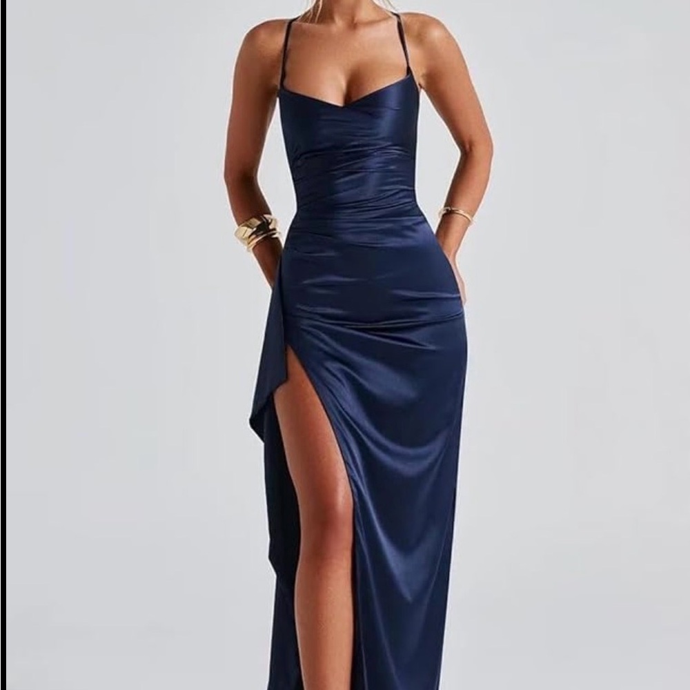 Macy's Midnight Blue Satin Gown